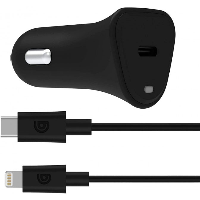 Автомобільний зарядний пристрій GRIFFIN PowerJolt 18W USB-C PD + USB-C to Lightning (GP-083-BLK)