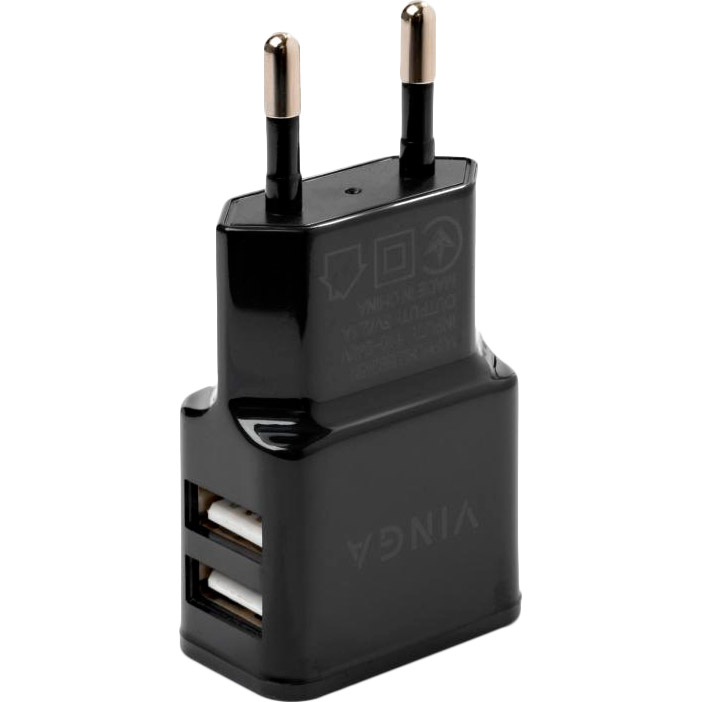 Сетевое зарядное устройство VINGA USB Wall Charger 2.1A Black (VCPWCH2USB2ABK) Тип сетевое зарядное устройство