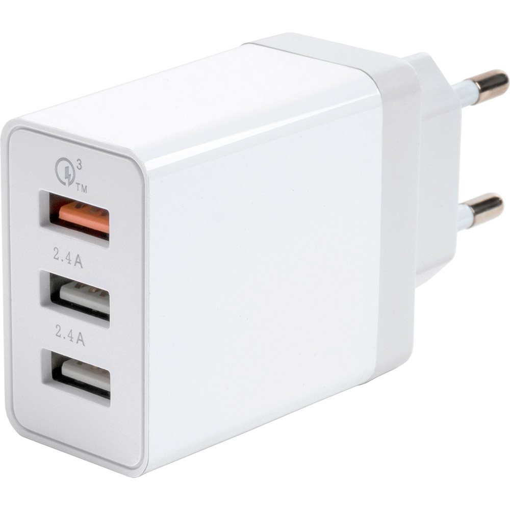 

Зарядное устройство VINGA USB Charger QС3.0 + 2x2.4A 30W max White (U0381738), 3 Port USB Charger QС3.0 + 2x2.4A 30W max