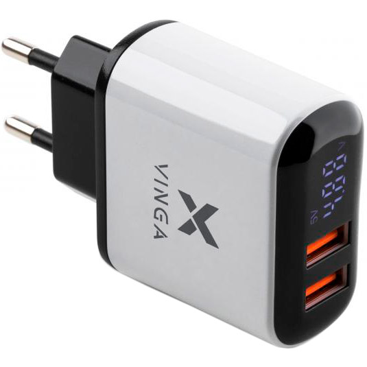 

Зарядное устройство VINGA Display Wall Charger 2 Port QC3.0 White (VWCQAADW), 2 Port QC3.0 Display Wall Charger (VWCQAADW)
