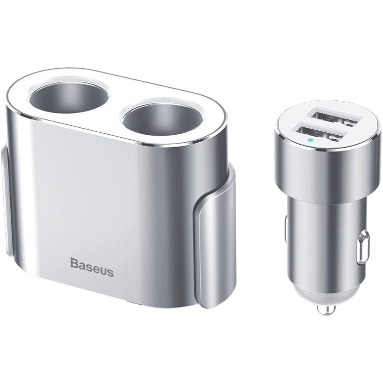 

Автомобильное зарядное устройство BASEUS High Efficiency Dual Cigarette Lighter 2 USB Silver, High Efficiency Dual Cigarette Lighter2USB(silver)
