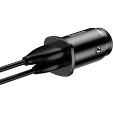 Автомобильное зарядное устройство BASEUS Square Metal PD 3.0 QC 4.0+ 30W USB+Type-C Black