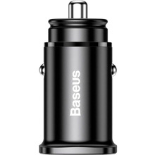 Автомобильное зарядное устройство BASEUS Square Metal PD 3.0 QC 4.0+ 30W USB+Type-C Black