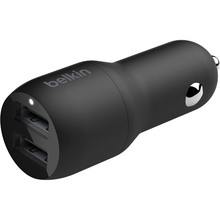 Автомобильное зарядное устройство BELKIN 24W Dual USB-A Black (CCB001BTBK)