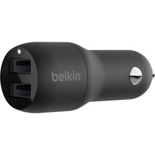 Автомобильное зарядное устройство BELKIN 24W Dual USB-A Black (CCB001BTBK)