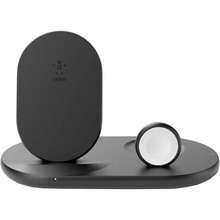 Беспроводное зарядное устройство BELKIN 3in1 Wireless Pad/Stand/Apple Watch Black (WIZ001VFBK)