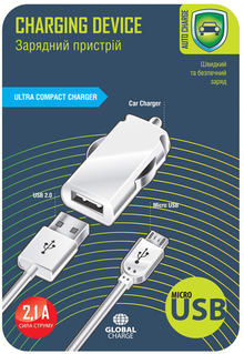 Зарядное устройство GLOBAL CHARGE MSH-SC-031 1USB-2.1A MICRO USB (черный)