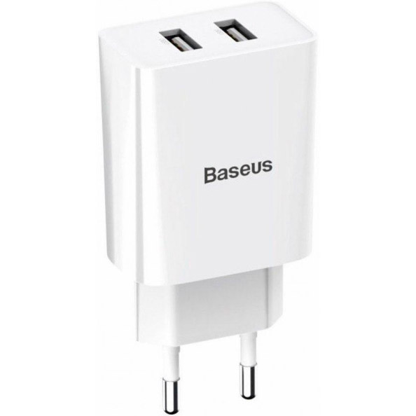 Мережевий зарядний пристрій BASEUS Speed Dual Mini U Charger 10.5 W 2 USB White Тип мережевий зарядний пристрій