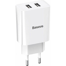 Мережевий зарядний пристрій BASEUS Speed Dual Mini U Charger 10.5 W 2 USB White