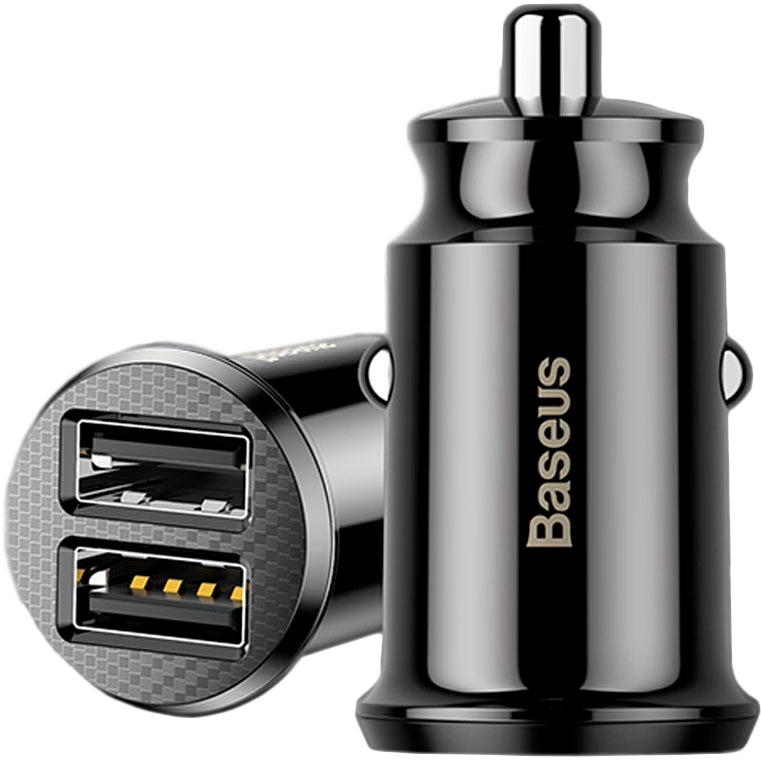 Автомобильное зарядное устройство BASEUS Grain 3.1A 2 USB Black