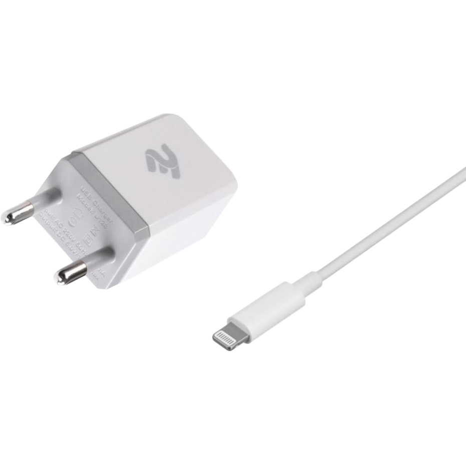 

Сетевое зарядное устройство 2E USB Wall Charger 2.1A + Lightning White (2E-WC1USB2.1A-CL), USB Wall Charger DC5V/2.1A+каб. Lightning, white