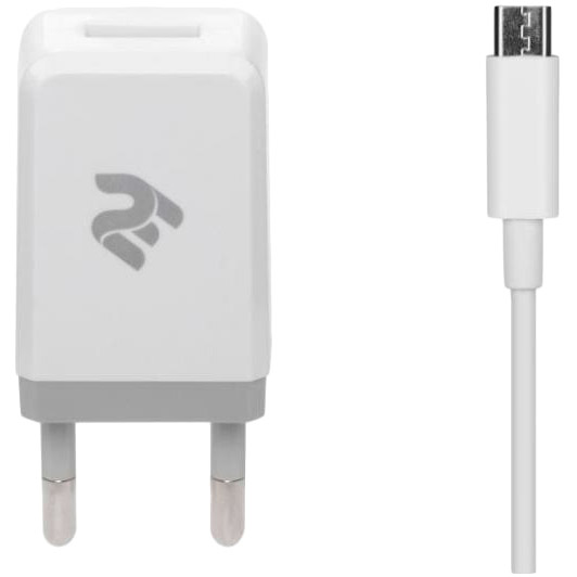 Сетевое зарядное устройство 2E USB Wall Charger 2.1A + micro USB White (2E-WC1USB2.1A-CM) Тип сетевое зарядное устройство