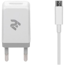 Сетевое зарядное устройство 2E USB Wall Charger 2.1A + micro USB White (2E-WC1USB2.1A-CM)