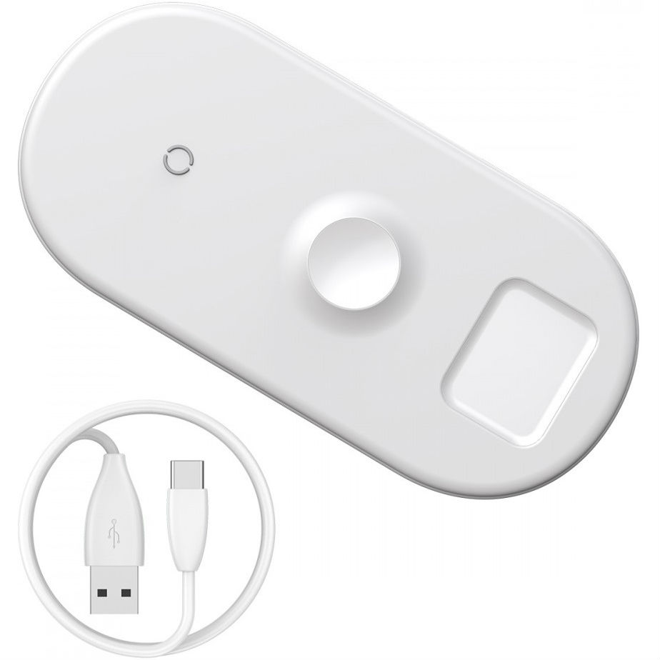 Бездротове зарядний пристрій Baseus Smart 3 in 1 For iPhone + iWatch + AirPods 18 Вт MAX White (22724) Тип бездротовий зарядний пристрій
