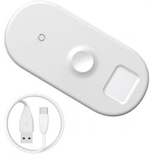 Бездротове зарядний пристрій Baseus Smart 3 in 1 For iPhone + iWatch + AirPods 18 Вт MAX White (22724)