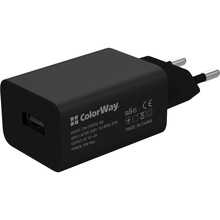 Сетевое зарядное устройство COLORWAY 1 USB AUTO ID Black (CW-CHS012-BK)