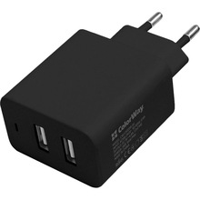 Сетевое зарядное устройство COLORWAY 2USB AUTO ID Black (CW-CHS016-BK)