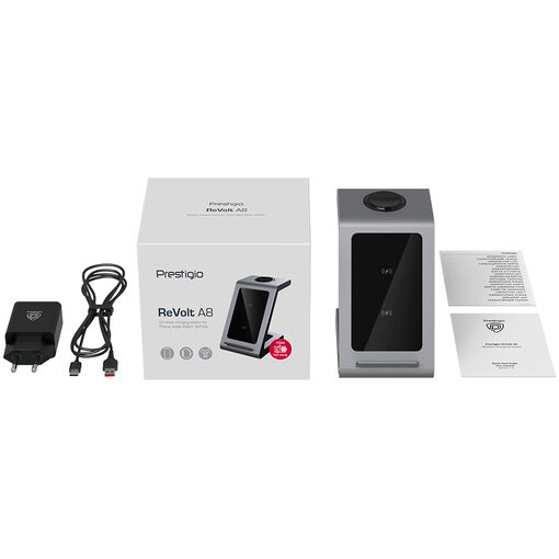 Замовити Бездротове зарядний пристрій PRESTIGIO ReVolt A8 3-in-1 wireless space grey (PCS108A_SG)