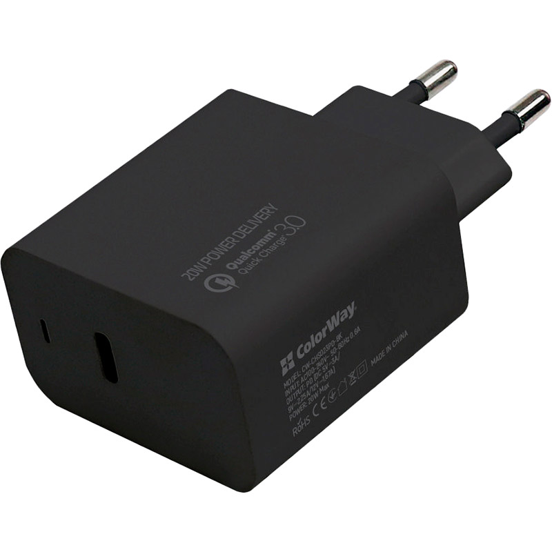 

Зарядное устройство COLORWAY Power Delivery Port USB Type-C 20W Black (CW-CHS023PD-BK), Power Delivery Port USB Type-C (20W) Black