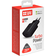 Сетевое зарядное устройство COLORWAY Power Delivery Port PPS Type-C (25W) Black (CW-CHS033PD-BK)