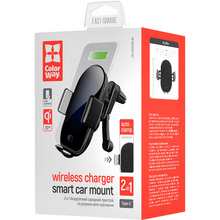 Беспроводное автомобильное зарядное устройство ColorWay AutoSense Wireless 10W Black (CW-CHAW026Q-BK)