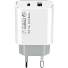 Сетевое зарядное устройство СolorWay Type-C PD + USB QC3.0 20W V2 White (CW-CHS025QPD-WT)
