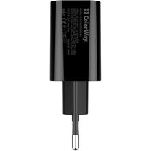 Сетевое зарядное устройство СolorWay Type-C PD + USB QC3.0 20W V2 Black (CW-CHS025QPD-BK)