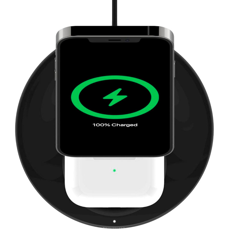 Внешний вид Беспроводное зарядное устройство BELKIN MagSafe 2 in 1 Wireless Charger Black (WIZ010VFBK)