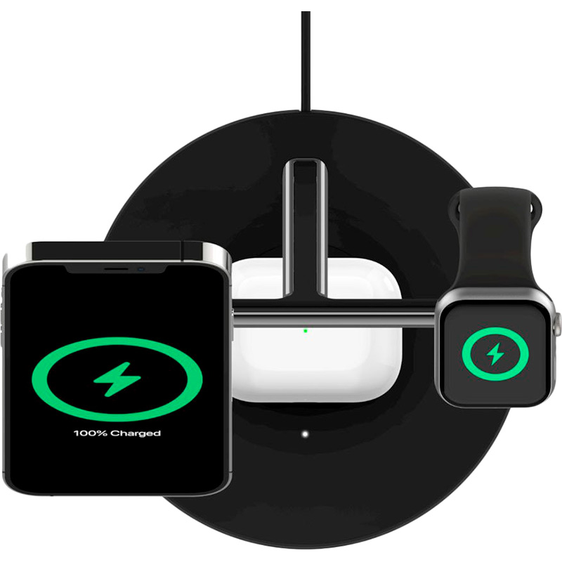 Фото Беспроводное зарядное устройство BELKIN MagSafe 3 in 1 Wireless Charger Black (WIZ009VFBK)