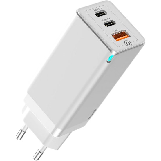 

Зарядное устройство BASEUS GaN Travel C+C+A 65W White (CCGAN-B02), GaN Travel C+C+A 65W Білий