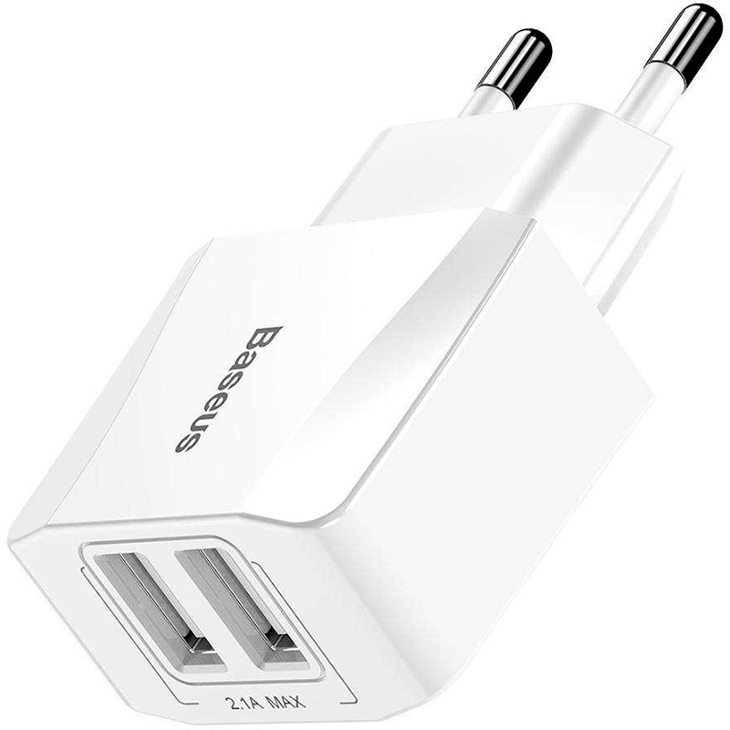 

Сетевое зарядное устройство Baseus Mini Dual-U Charger 2.1 A (CCALL-MN02), Mini Dual-U 2.1A Білий
