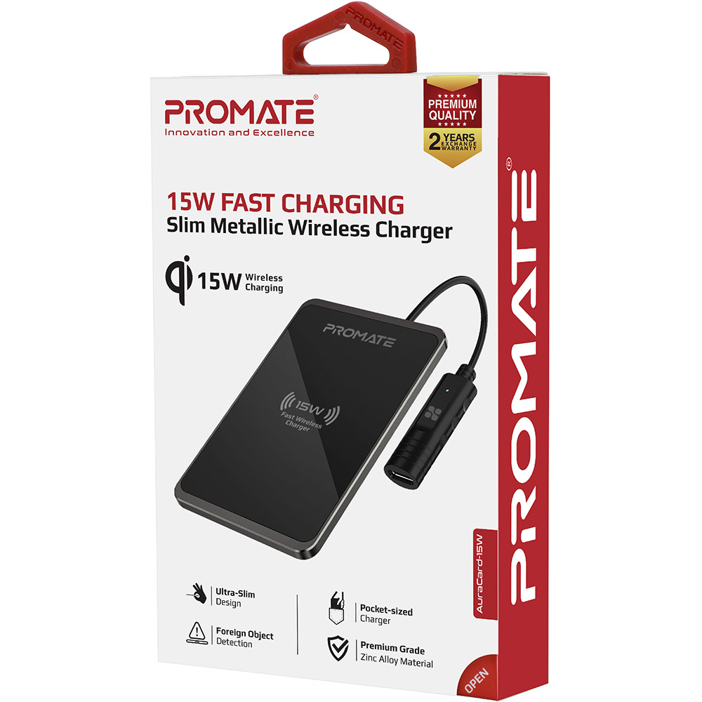 Беспроводное зарядное устройство PROMATE (auracard-15w.black) Тип беспроводное зарядное устройство