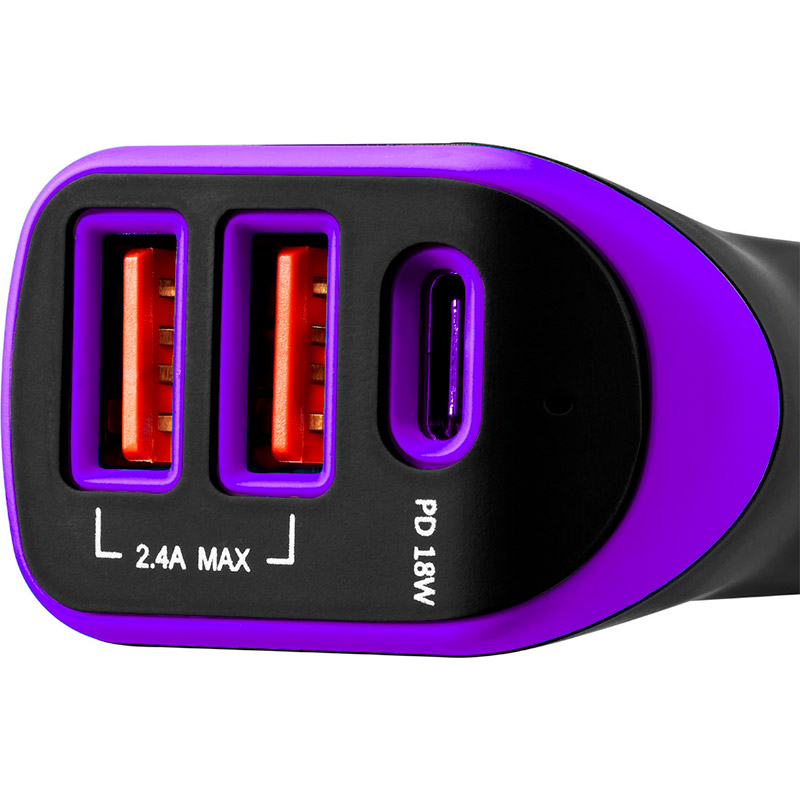 Автомобильное зарядное устройство Canyon 2.4 A Black Purple (CNE-CCA08PU) Кабель съемный