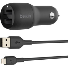 Автомобильное зарядное устройство BELKIN Car Charger (24W) + USB-A-Lightning 1m black (CCD001BT1MBK)