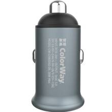 Автомобільний зарядний пристрій COLORWAY 2USB Quick Charge 3.0 36W Grey (CW-CHA036Q-GR)