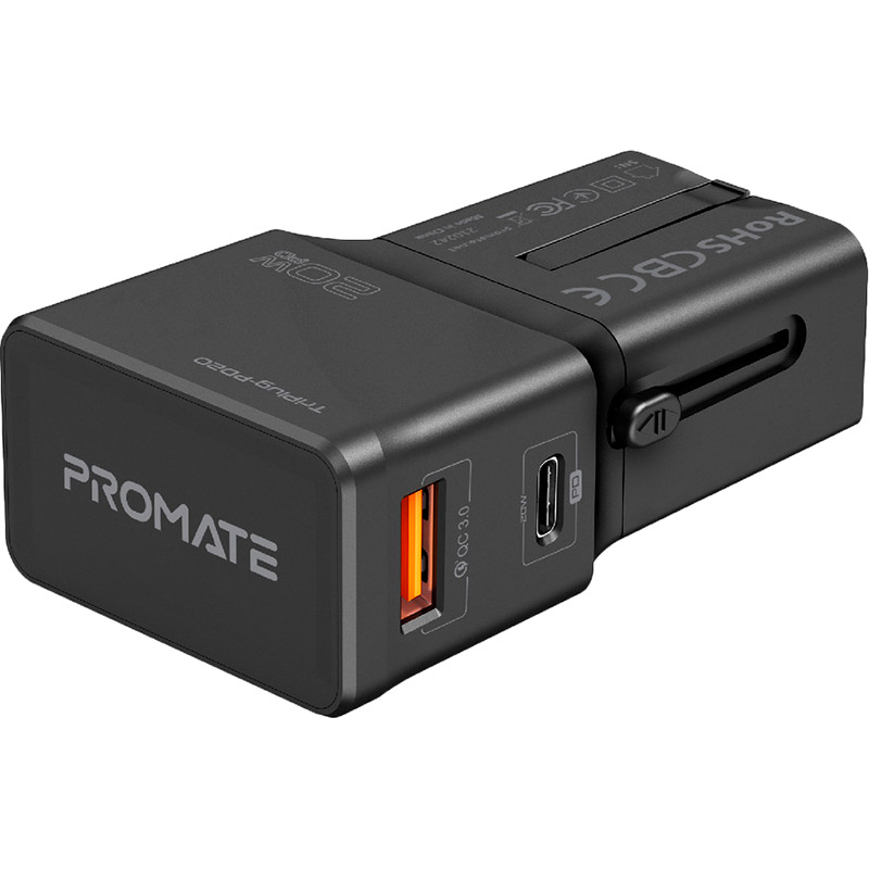 

Сетевое зарядное утсройство PROMATE TRIPLUG-PD20 Black (triplug-pd20.black), triplug-pd20.black
