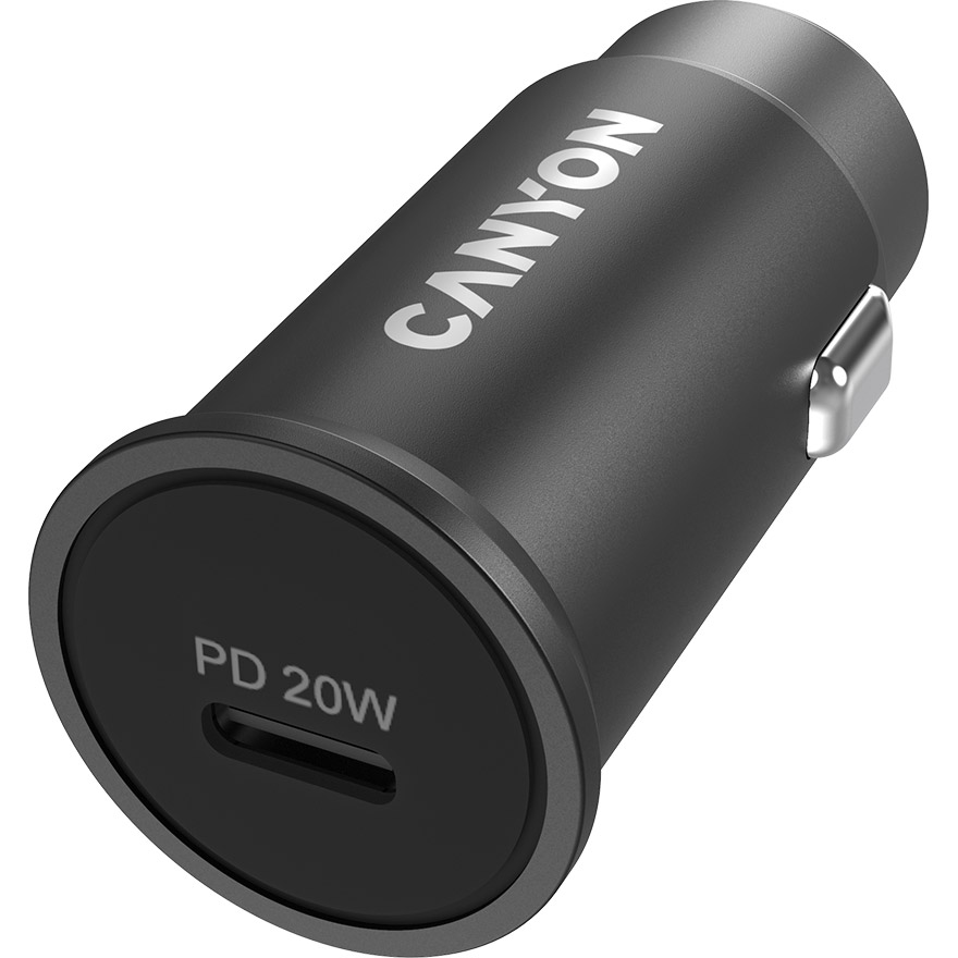 Автомобильное зарядное устройство CANYON C-20 USB-C PD3.0, 20W Black (CNS-CCA20B)