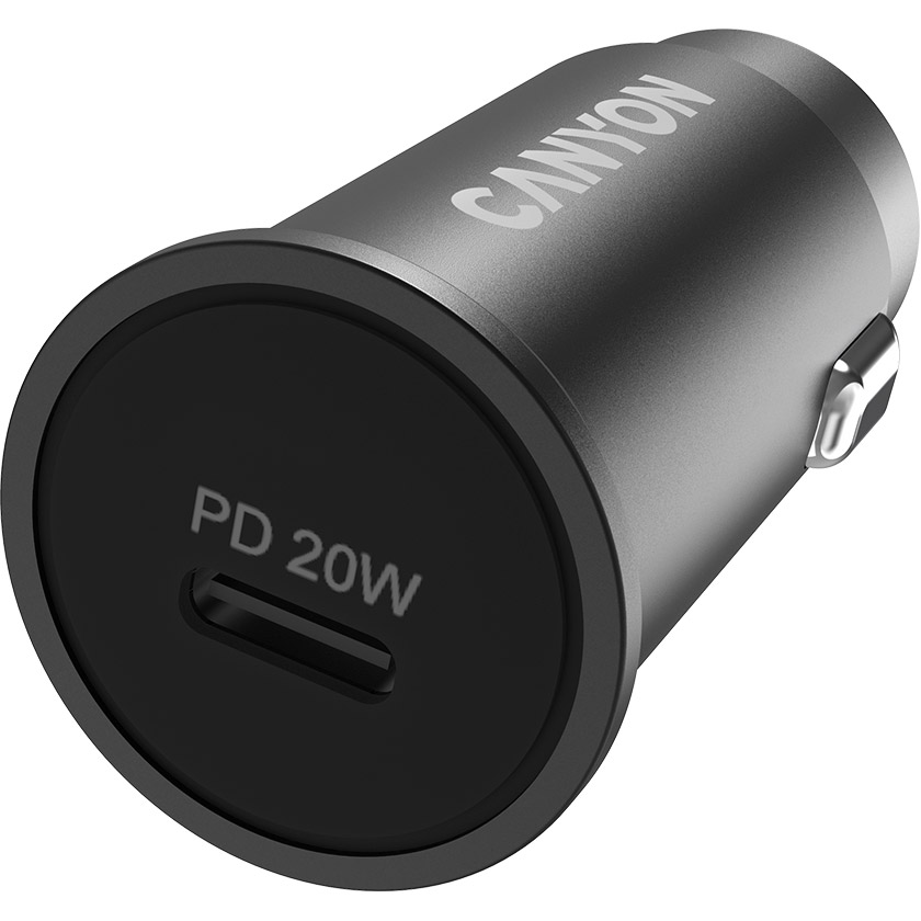 Автомобильное зарядное устройство CANYON C-20 USB-C PD3.0, 20W Black (CNS-CCA20B) Тип автомобильное зарядное устройство