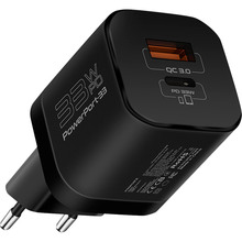 Сетевое зарядное устройство Promate PowerPort 33 Вт USB-C + USB-A Black (powerport-33.black)