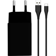 Сетевое зарядное устройство COLORWAY 1USB Quick Charge 3.0 (18W) Black + cable Type-C (CW-CHS013QCC-BK)