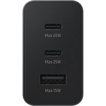 Мережевий зарядний пристрій SAMSUNG Trio 65W (2 Type-C+USB) Black (EP-T6530NBEGRU) Тип мережевий зарядний пристрій