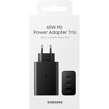 Мережевий зарядний пристрій SAMSUNG Trio 65W (2 Type-C+USB) Black (EP-T6530NBEGRU) Вихідний роз'єм USB