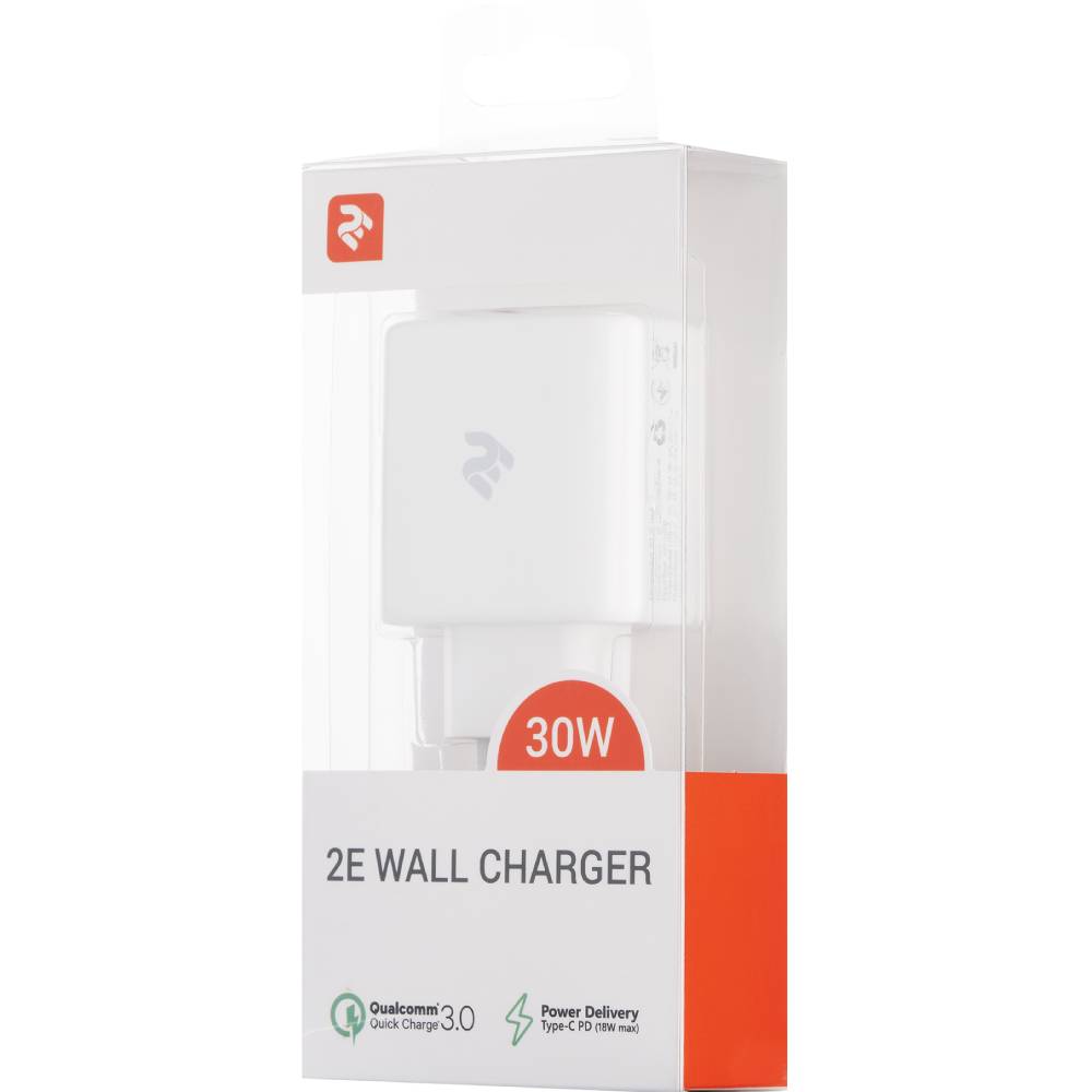 Сетевое зарядное устройство 2E USB Wall Charger QC PD Max 30W White (2E-WC2USB30W-W) Выходной разъем USB 