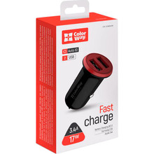Автомобільний зарядний пристрій COLORWAY 2USB 3.4A(17W) + магнітний утримувач Air Vent-2 (CW-CHM05-GR/CHA026-BK)
