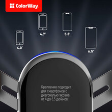 Автомобільний зарядний пристрій COLORWAY 2USB 3.0A(36W) + Тримач Metallic Gravity Holder Black (CW-CHG01-BK/CW-CHA036Q)