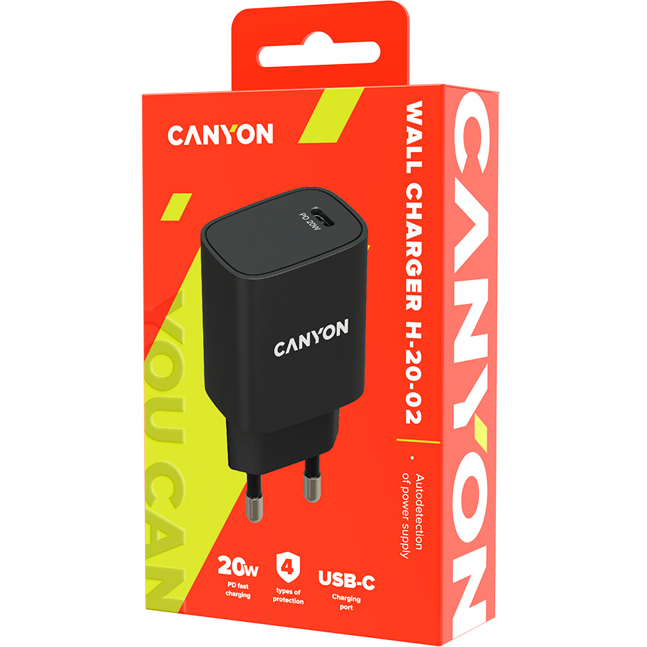 Зарядний пристрій CANYON H20-02 Black (CNE-CHA20B02) Кабель відсутній