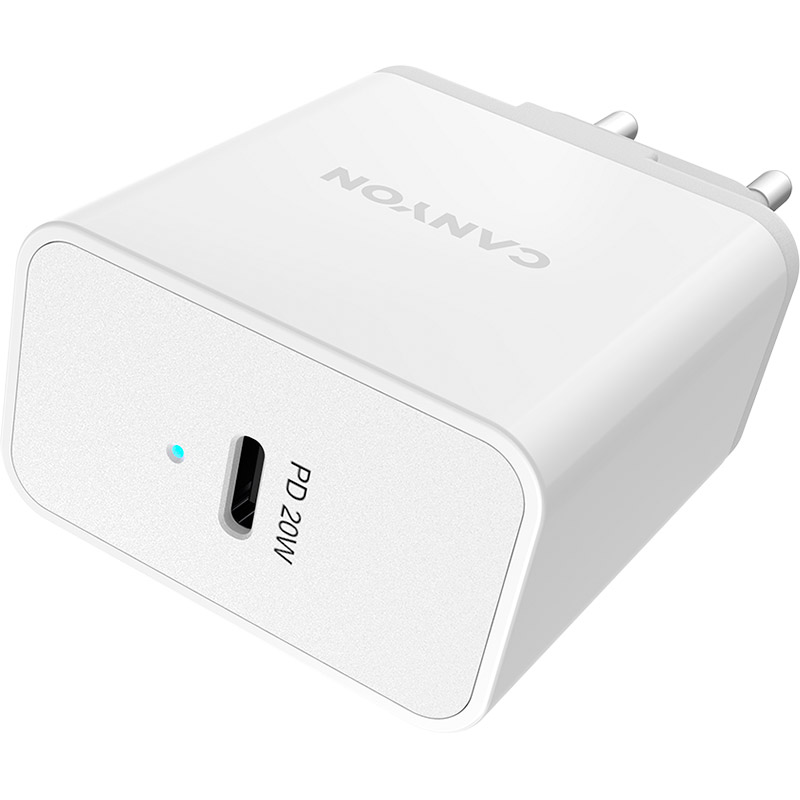 Зарядний пристрій CANYON USB Type-C PD20W White (CNE-CHA20W) Кабель відсутній