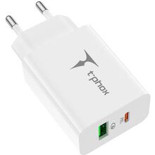 Сетевое зарядное устройство T-phox Speedy 20W 2Ports Type-C+USB Charger White (Speedy 20W PD+USB)