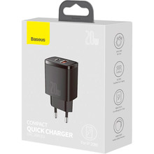 Сетевое зарядное устройство BASEUS Compact Quick Charger 20W EU Black (CCXJ-B01)