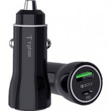 Автомобільний зарядний пристрій T-PHOX Rapid T-C08 Car Charger PD20W + QC3.0 18W Black